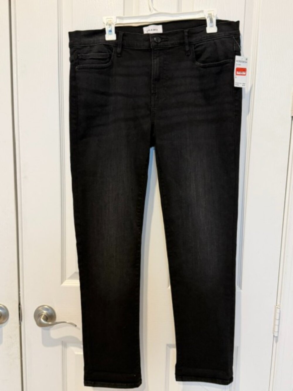 FRAME Black Stretch Jeans Women’s 31 Slim Straight Dark Wash Designer Denim